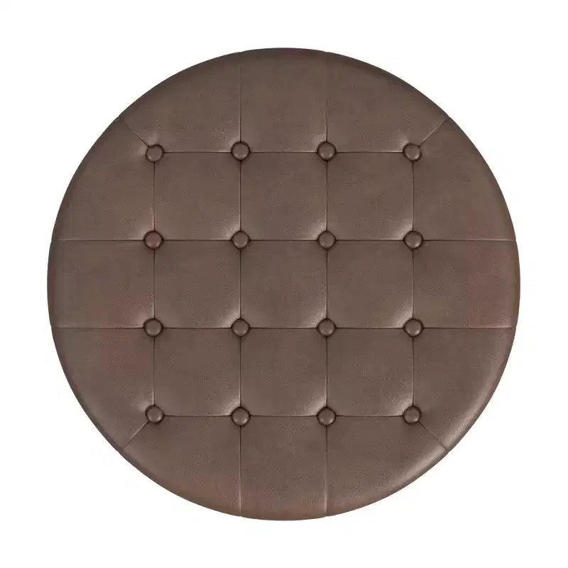 Pouf de rangement rond touffeté en velours - HomePop