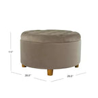 Pouf de rangement rond touffeté en velours - HomePop
