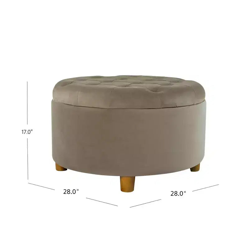 Pouf de rangement rond touffeté en velours - HomePop