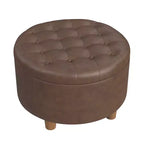 Pouf de rangement rond touffeté en velours - HomePop