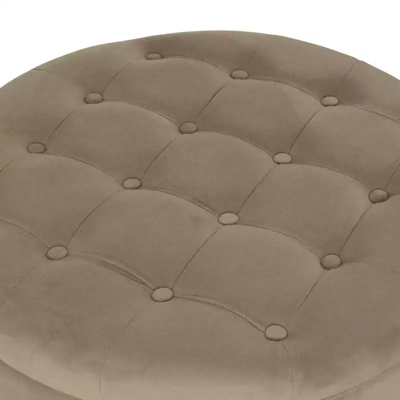 Pouf de rangement rond touffeté en velours - HomePop