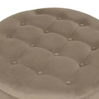 Pouf de rangement rond touffeté en velours - HomePop