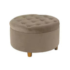 Pouf de rangement rond touffeté en velours - HomePop