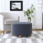 Pouf de rangement rond touffeté en velours - HomePop