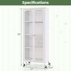 Armoire de rangement Costway avec roulettes et 2 portes translucides, étagères réglables, buffet 24 x 14,5 x 58