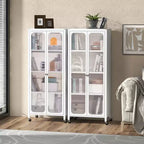 Armoire de rangement Costway avec roulettes et 2 portes translucides, étagères réglables, buffet 24 x 14,5 x 58