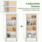 Armoire de rangement Costway avec roulettes et 2 portes translucides, étagères réglables, buffet 24 x 14,5 x 58