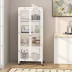 Armoire de rangement Costway avec roulettes et 2 portes translucides, étagères réglables, buffet 24 x 14,5 x 58