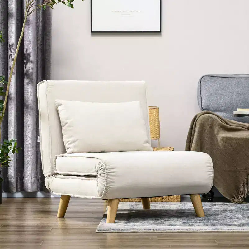HOMCOM Lit fauteuil convertible, Canapé-lit 2-en-1 multifonctionnel, Fauteuil-lit avec dossier réglable pour salon, chambre, bureau à domicile