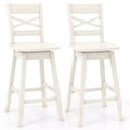 Costway 2 PCS 24/30 Counter/Bar Height Stool Rubber Wood Swivel Bar Stool with Inclined Backrest Cream