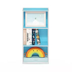 Furinno Étagère décorative à 3 niveaux réversible à 3 cubes ouverte pour salon et bureau, bleu clair/blanc