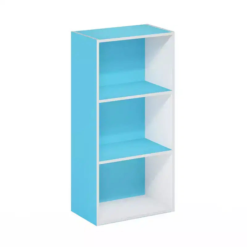 Furinno Étagère décorative à 3 niveaux réversible à 3 cubes ouverte pour salon et bureau, bleu clair/blanc
