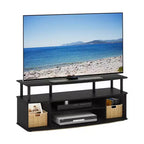 Furinno Modern TV Cabinet Large Entertainment Center Hold up to 55 TV with Open Storage Shelves Blackwood