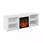 Furinno Classic Meuble TV Console de divertissement avec cheminée électrique 18" pour TV jusqu'à 70", blanc massif