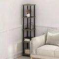Furinno 5-Tier Corner Square Bookshelf Anti-Tipping Display Rack Shelf for Bathroom&Closet&Home Office&Living Room&Kitchen,French Oak/Black