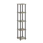 Furinno Étagère d'angle carrée à 5 niveaux anti-basculement pour salle de bain, placard, bureau à domicile, salon et cuisine, chêne français/noir