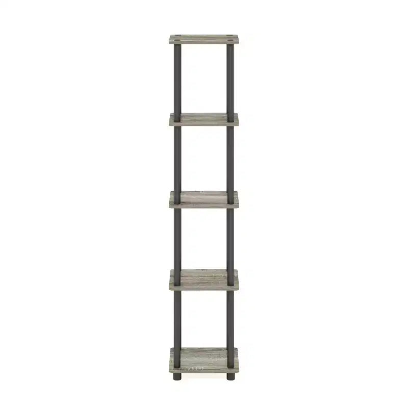 Furinno Étagère d'angle carrée à 5 niveaux anti-basculement pour salle de bain, placard, bureau à domicile, salon et cuisine, chêne français/noir