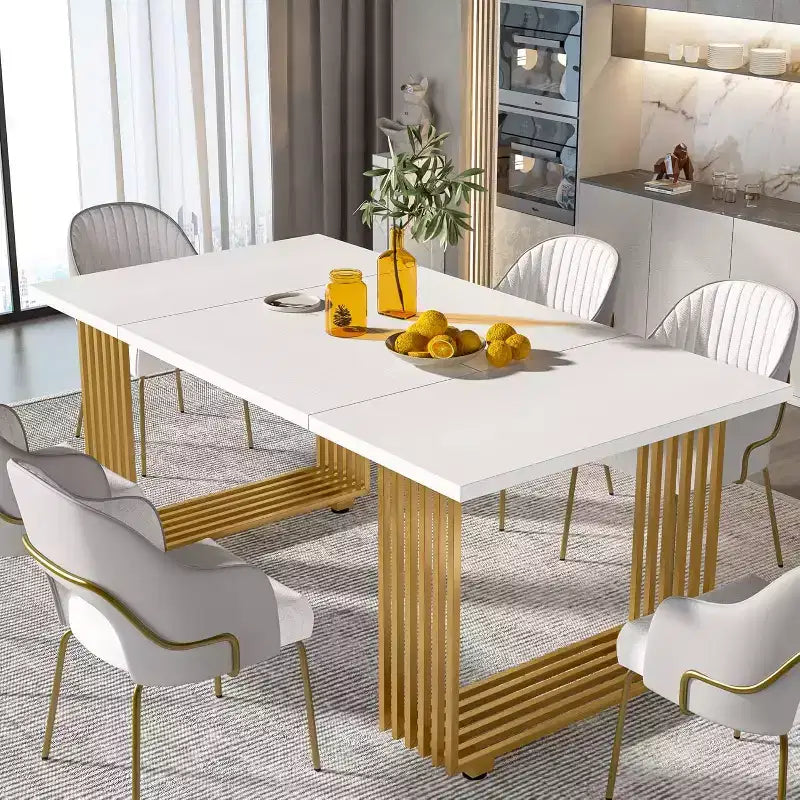 Table à manger moderne Lantine de 179,9 cm pour 6 à 8 personnes