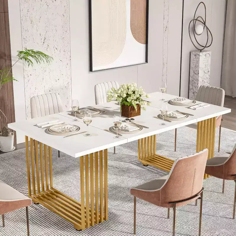 Table à manger moderne Lantine de 179,9 cm pour 6 à 8 personnes