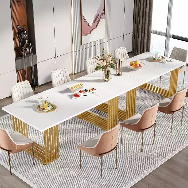 Table à manger moderne Lantine de 179,9 cm pour 6 à 8 personnes