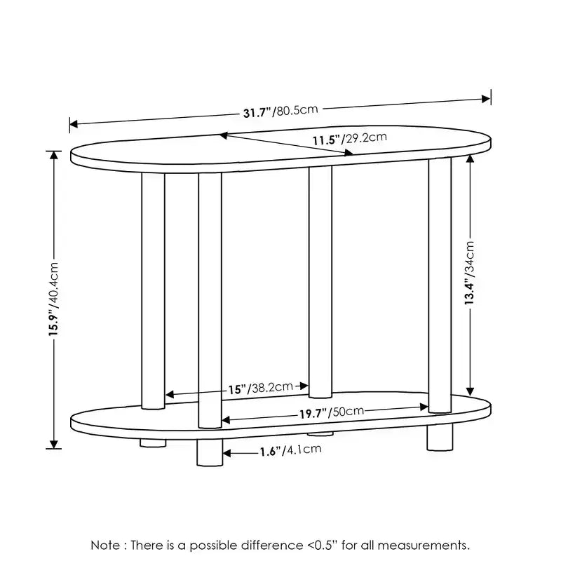 Furinno Table d'appoint ovale moderne à 2 niveaux, table d'appoint, table d'entrée pour salon, chambre à coucher, décoration intérieure, Blanc