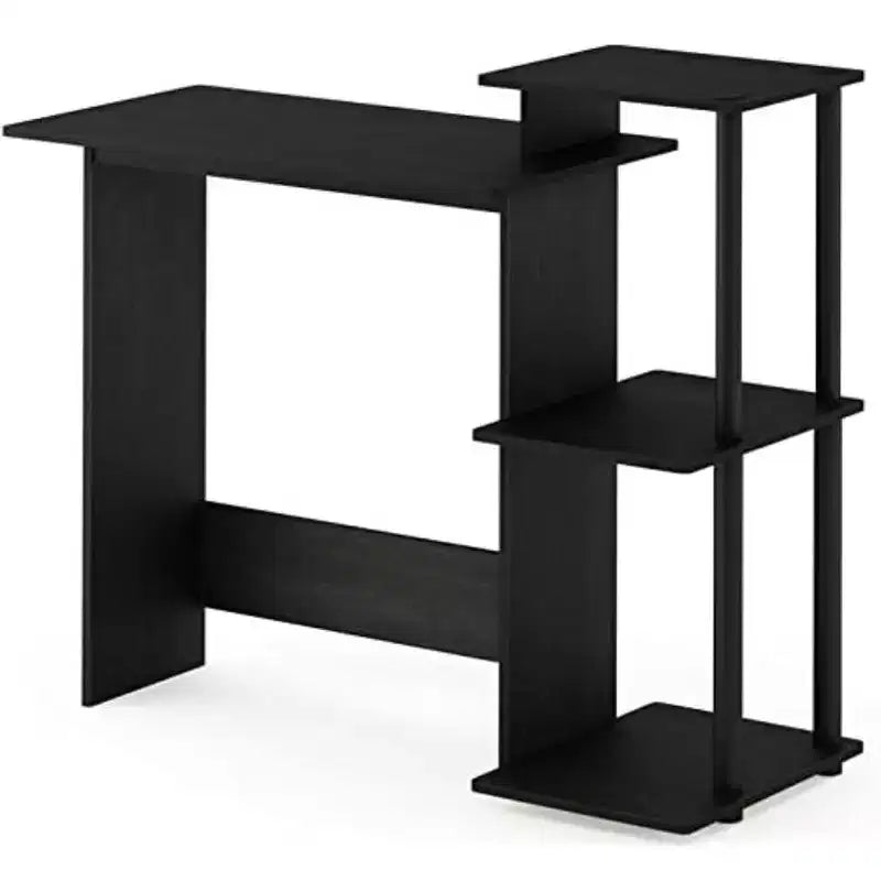 Furinno Modern Computer Desk Home Office Writing Study Laptop Table Workstation with CPU Stand & Open Storage Bookshelf,Americano/Black