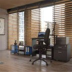 Furinno Bureau d'ordinateur moderne pour bureau à domicile, table d'étude pour ordinateur portable avec support pour unité centrale et étagère de rangement ouverte, Americano/Noir
