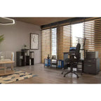 Furinno Bureau d'ordinateur moderne pour bureau à domicile, table d'étude pour ordinateur portable avec support pour unité centrale et étagère de rangement ouverte, Americano/Noir