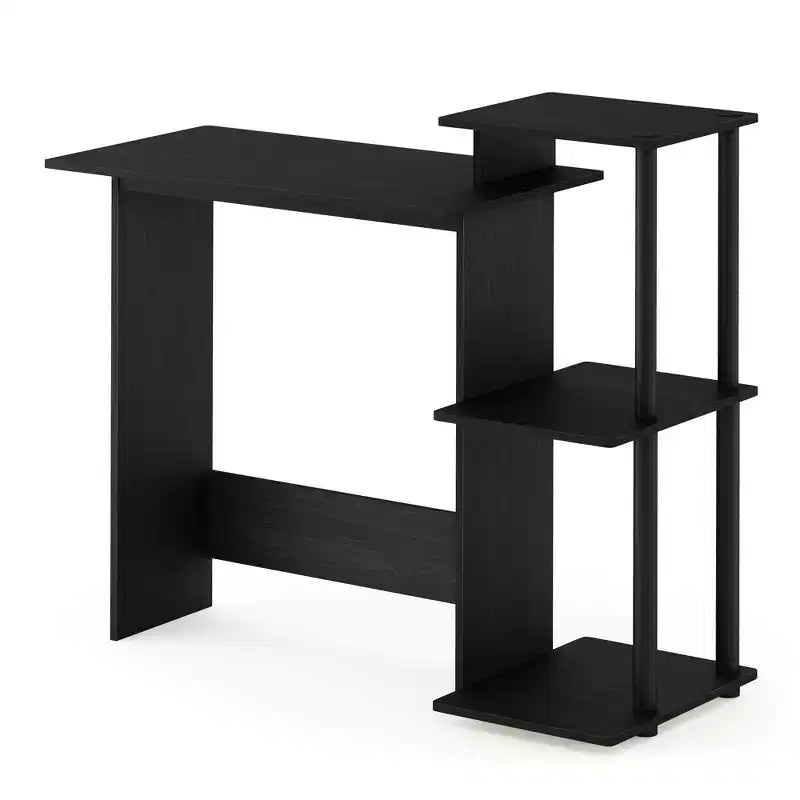 Furinno Bureau d'ordinateur moderne pour bureau à domicile, table d'étude pour ordinateur portable avec support pour unité centrale et étagère de rangement ouverte, Americano/Noir