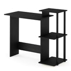 Furinno Bureau d'ordinateur moderne pour bureau à domicile, table d'étude pour ordinateur portable avec support pour unité centrale et étagère de rangement ouverte, Americano/Noir