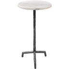 Uttermost Puritan 12W Aged Black Iron White Marble Round Drink Table