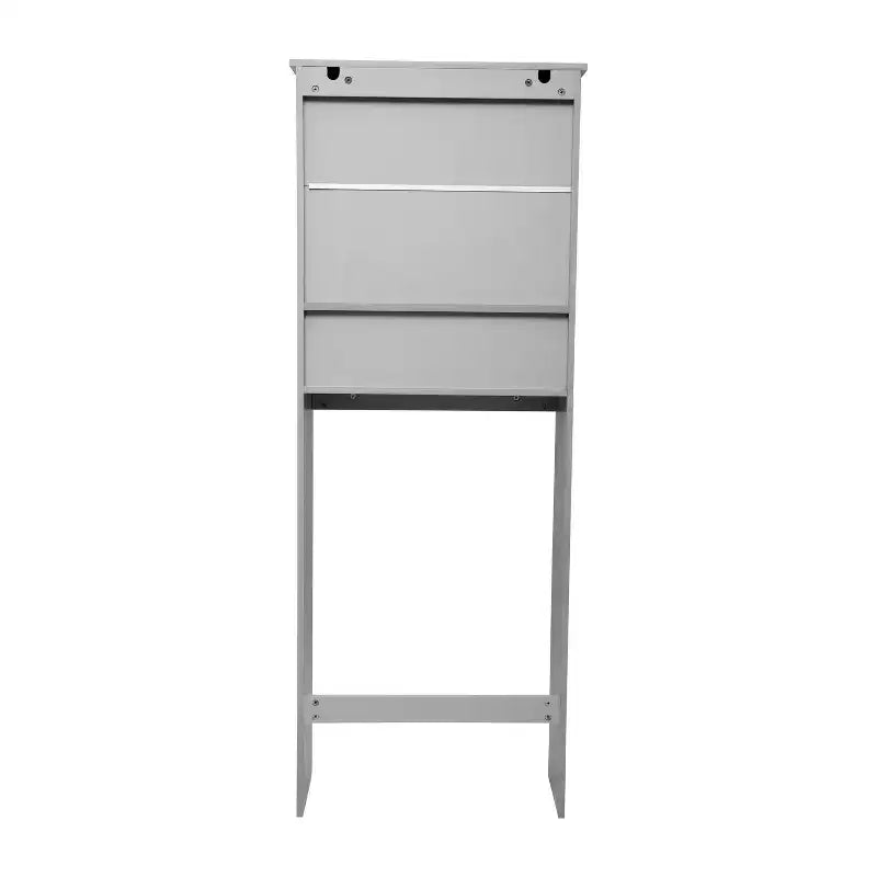 Meuble de rangement de salle de bain Emma and Oliver à placer au-dessus des toilettes, avec étagère réglable à l'intérieur, étagère inférieure ouverte et portes à fermeture magnétique double