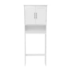 Meuble de rangement de salle de bain Emma and Oliver à placer au-dessus des toilettes, avec étagère réglable à l'intérieur, étagère inférieure ouverte et portes à fermeture magnétique double