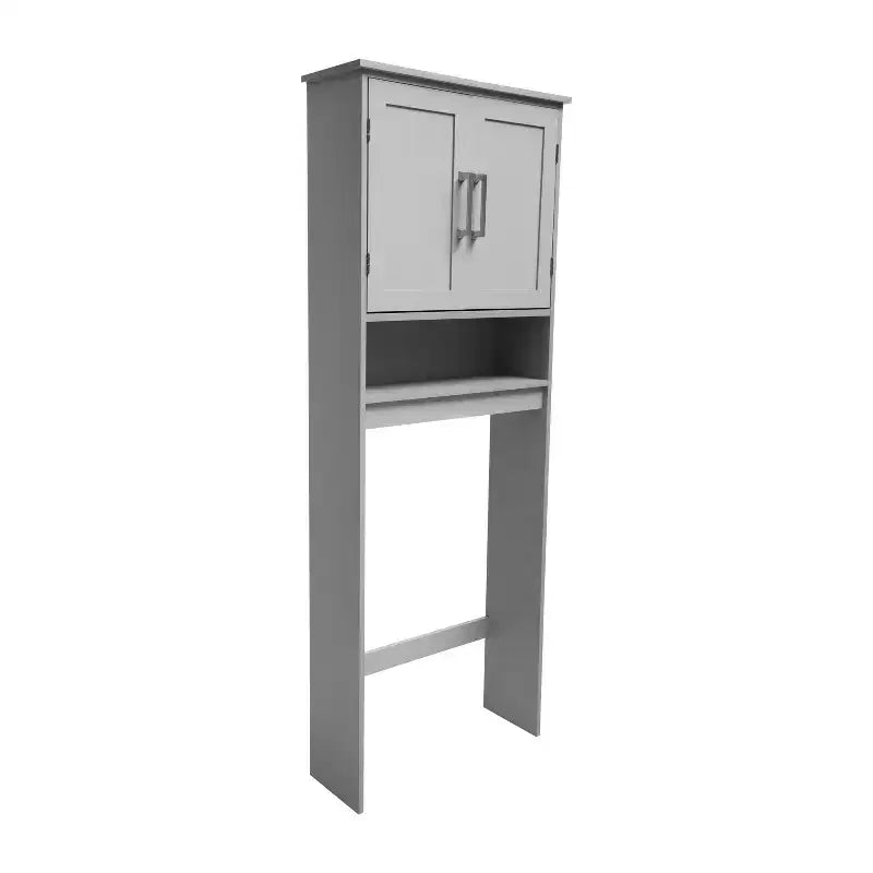 Meuble de rangement de salle de bain Emma and Oliver à placer au-dessus des toilettes, avec étagère réglable à l'intérieur, étagère inférieure ouverte et portes à fermeture magnétique double