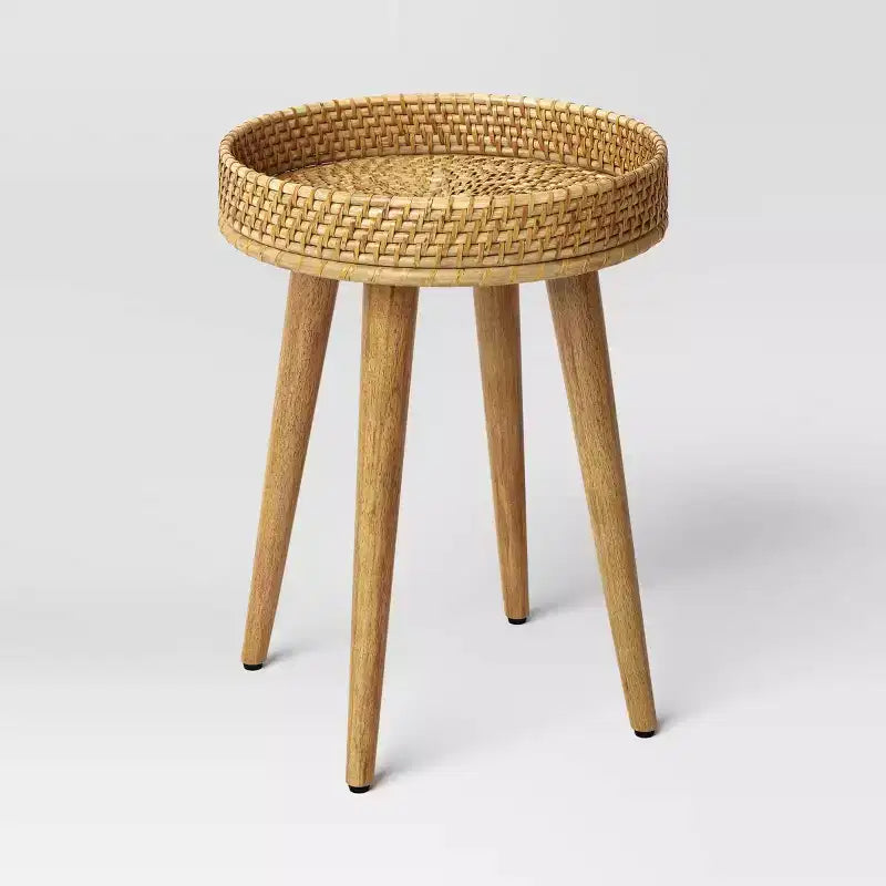 Table d'appoint ronde en fibres naturelles tressées - Threshold