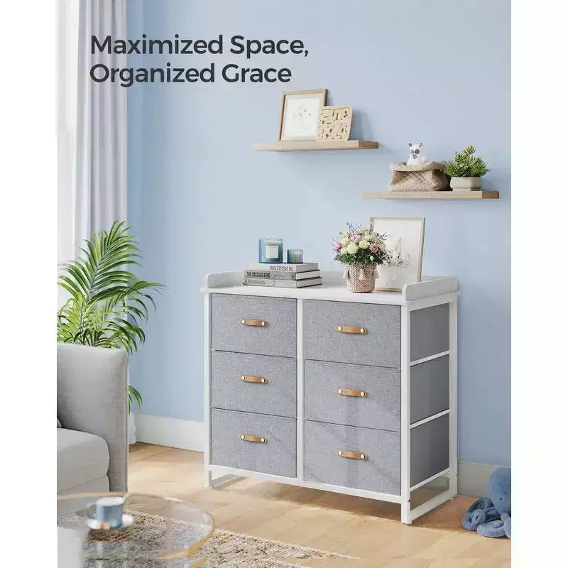 SONGMICS Commode enfant avec 6 tiroirs, commode garçons filles pour bébé avec table à langer résistante à l'eau, meuble de rangement