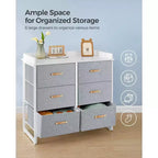 SONGMICS Commode enfant avec 6 tiroirs, commode garçons filles pour bébé avec table à langer résistante à l'eau, meuble de rangement