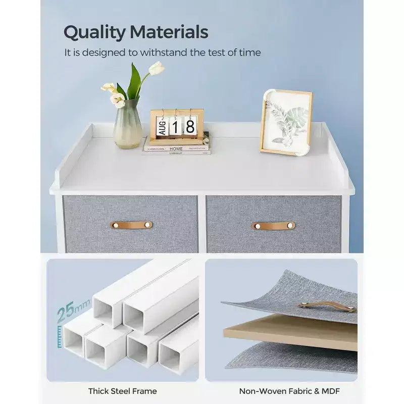 SONGMICS Commode enfant avec 6 tiroirs, commode garçons filles pour bébé avec table à langer résistante à l'eau, meuble de rangement