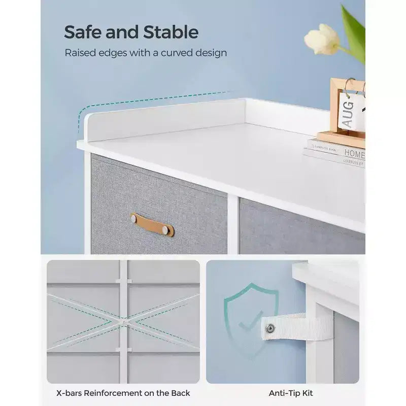 SONGMICS Commode enfant avec 6 tiroirs, commode garçons filles pour bébé avec table à langer résistante à l'eau, meuble de rangement