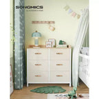 SONGMICS Commode enfant avec 6 tiroirs, commode garçons filles pour bébé avec table à langer résistante à l'eau, meuble de rangement