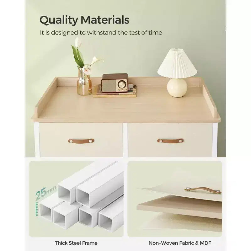 SONGMICS Commode enfant avec 6 tiroirs, commode garçons filles pour bébé avec table à langer résistante à l'eau, meuble de rangement