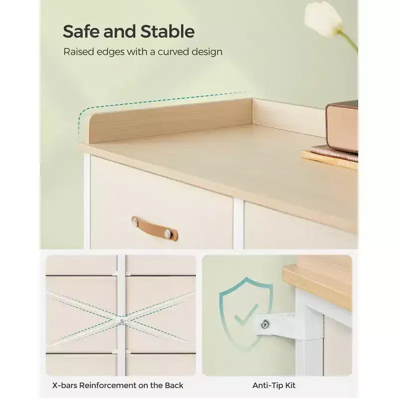 SONGMICS Commode enfant avec 6 tiroirs, commode garçons filles pour bébé avec table à langer résistante à l'eau, meuble de rangement