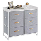 SONGMICS Commode enfant avec 6 tiroirs, commode garçons filles pour bébé avec table à langer résistante à l'eau, meuble de rangement