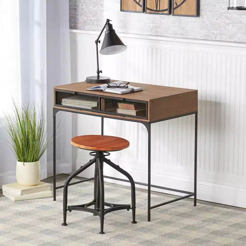Bureau de style ferme industriel avec rangement de la collection Lakeside