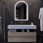 Dovelina LED Wall Mounted Mirror with Anti-Fog Modern Arched Bathroom Vanity Mirror