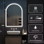 Miroir Mural LED Dovelina avec Anti-buée, Miroir de Maquillage Moderne Cintrée pour Salle de Bain