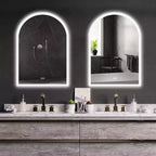 Miroir Mural LED Dovelina avec Anti-buée, Miroir de Maquillage Moderne Cintrée pour Salle de Bain