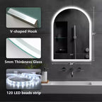 Miroir Mural LED Dovelina avec Anti-buée, Miroir de Maquillage Moderne Cintrée pour Salle de Bain