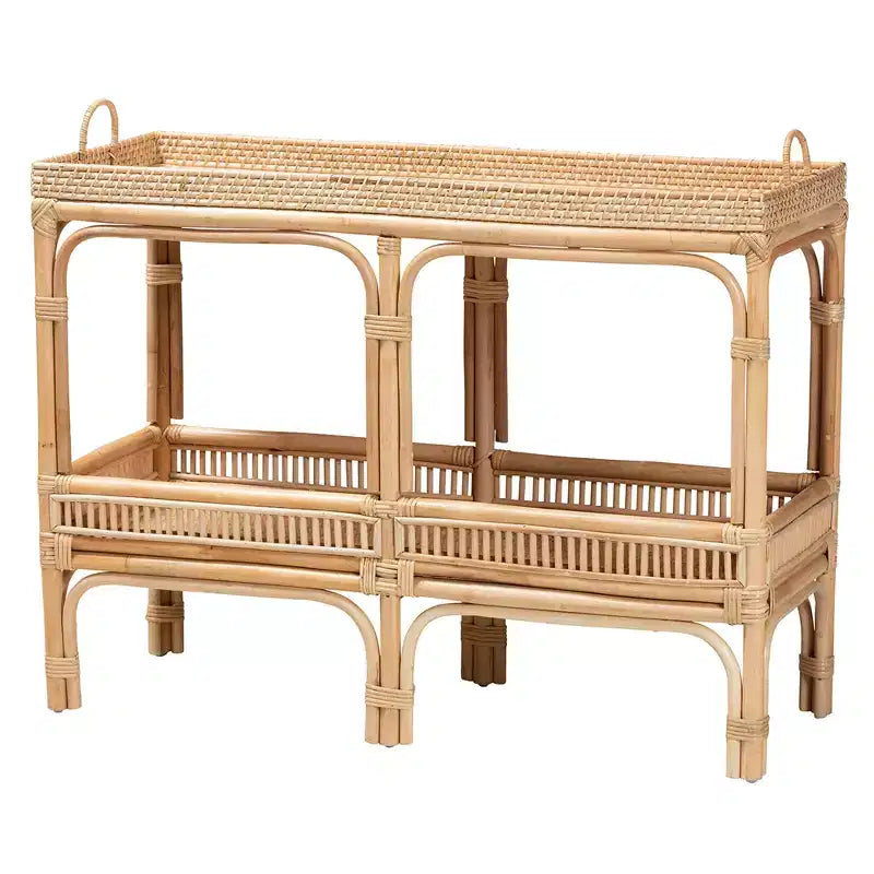 Console en rotin naturel marron style bohème moderne bali & pari Lombok