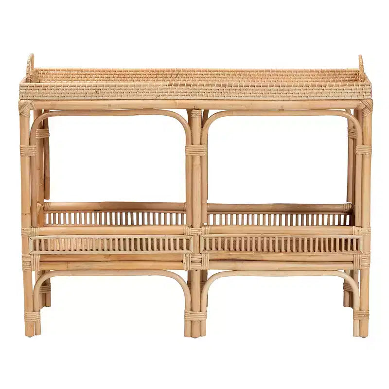 Console en rotin naturel marron style bohème moderne bali & pari Lombok
